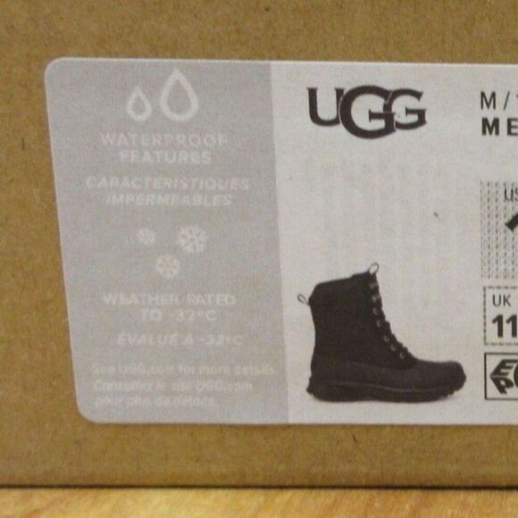 UGG Emmett Duck Cold Weather -32°C Boots Hi Sz 12 Black Waterproof Leather NWT - Picture 12 of 12